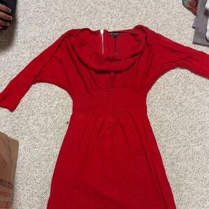 Express Red Long Sleeve Cowl Neck Dress